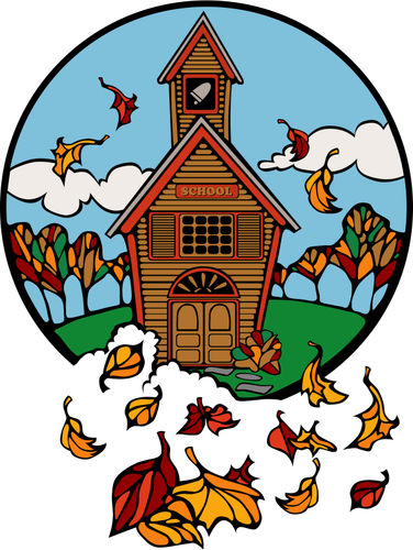 Country School In Fall Clipart