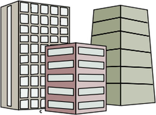 Of Three High Rise Buildings Clipart