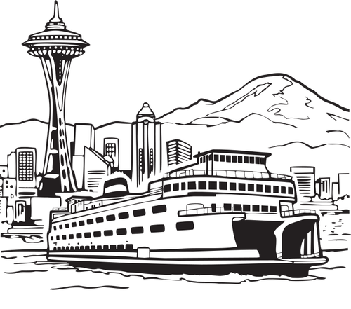 Ferry In Port Clipart