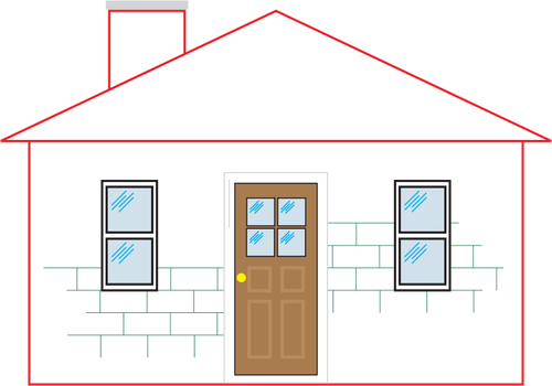 Small House With A Red Outline Clipart