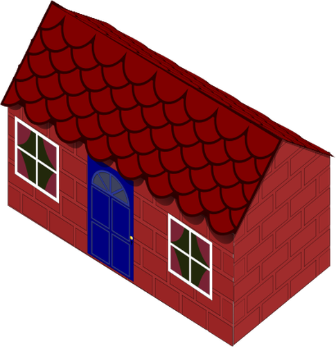 Of Red House Created With Bricks Clipart