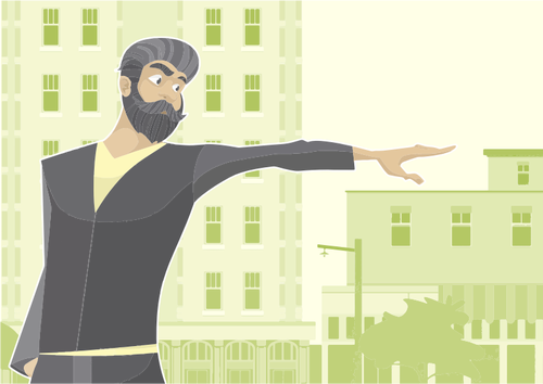 Of Bearded Man Pointing Clipart
