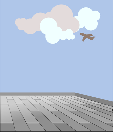 Of Plane Spotting From A Rooftop Clipart