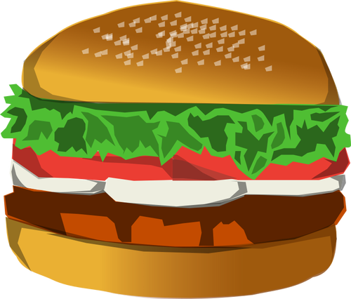 Burger With Lettuce And Tomato Clipart