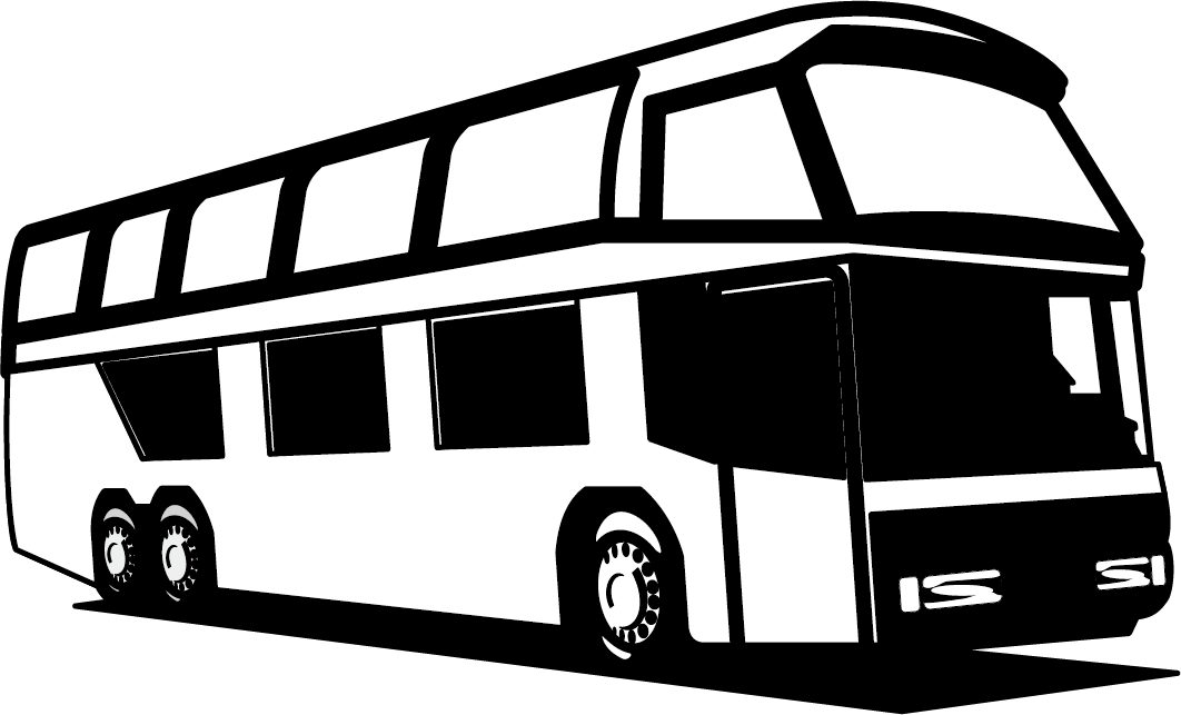 School Silhouette Service Bus Tour Vector Clipart