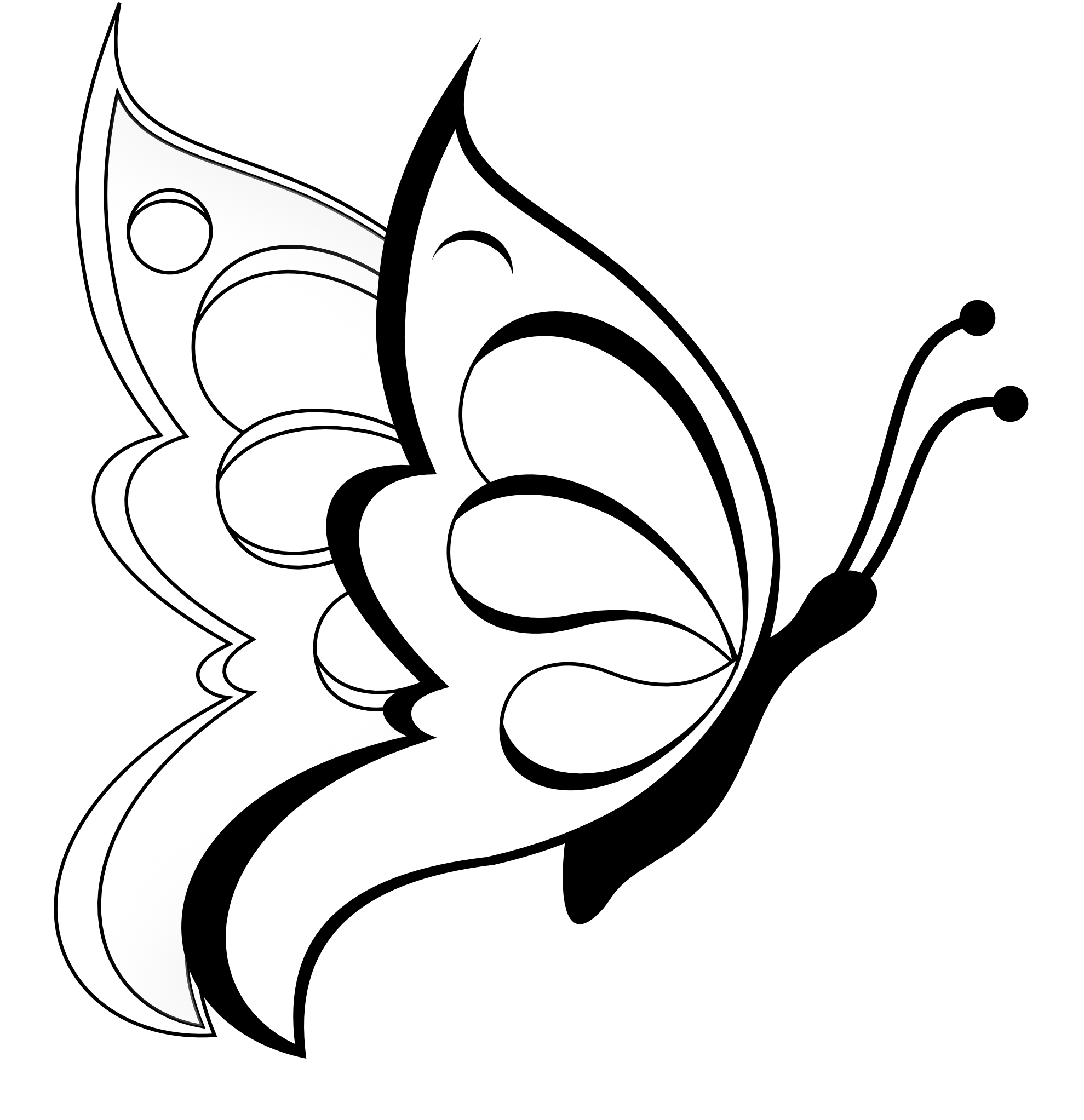Butterfly Butterfly Black White Line Art Coloring Clipart