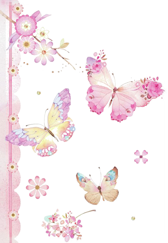 Butterfly House Caterpillar Pink Hand-Painted Free Frame Clipart
