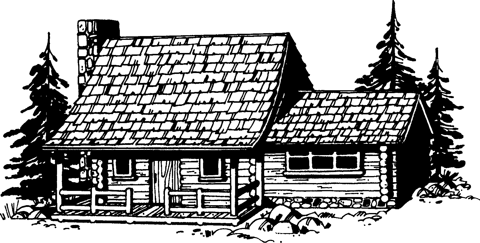 Log Cabin Black And White Free Download Clipart