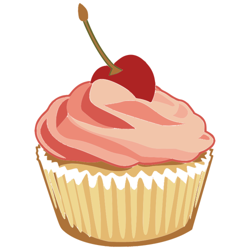 Pink Muffin With Cherry Clipart