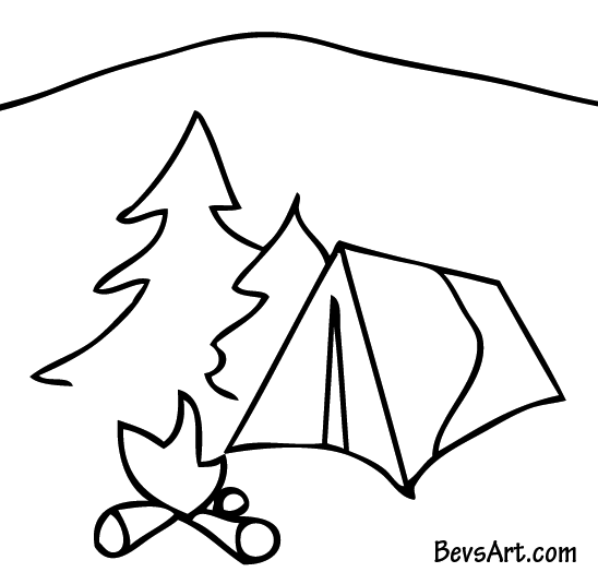 Free Camping Black And White Dromfhi Top Clipart