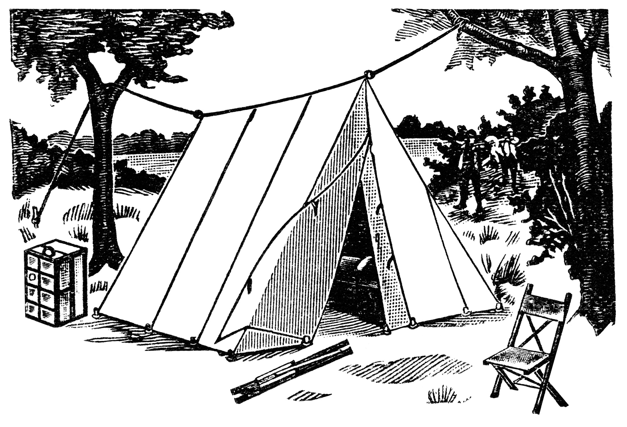 Free Camping Black And White Dromfgi Top Clipart