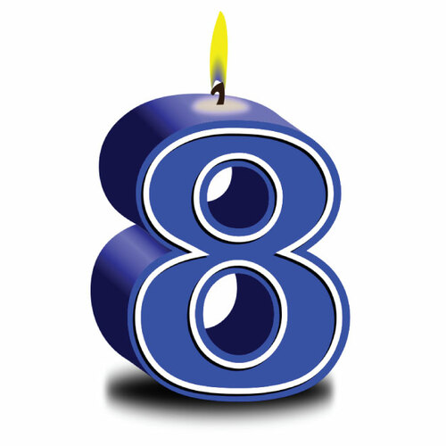 Number Eight With A Candle Clipart