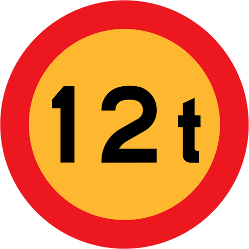 No Vehicles Over 12 Tons Of Weight Road Sign Clipart