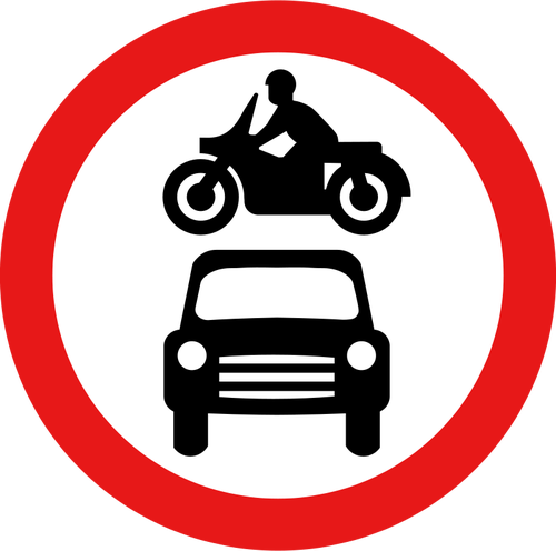 No Motor Vehicles Road Sign Clipart