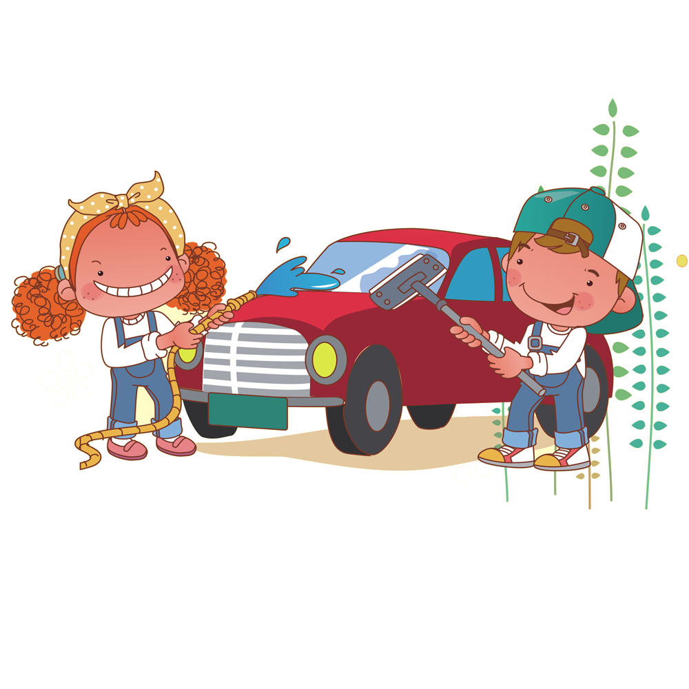 And For Car Men Wash Cartoon Women Clipart