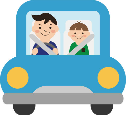 Dad And Kid In A Car Clipart