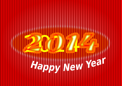 Happy New Year Ribbed Red Sign Clipart