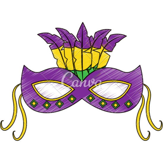Mardi Orleans Carnival Gras Mask In Clipart