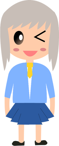 Cartoon Girl With Grey Hair Clipart