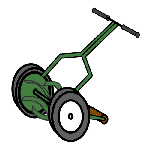 Cartoon Push Reel Lawn Mower Clipart