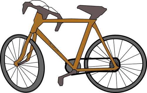 Cartoon Brown Bicycle Color Image. Clipart