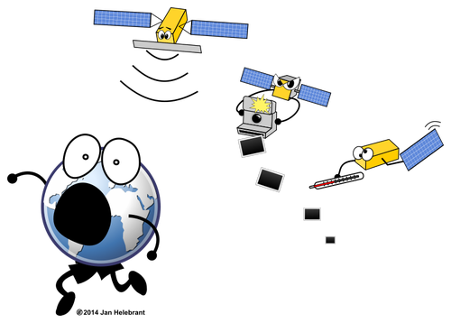 Cartoon About Satellites And The World Clipart