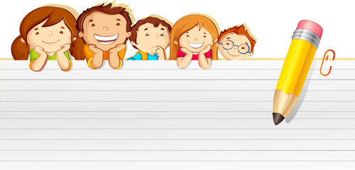 Kids With Notepaper Clipart