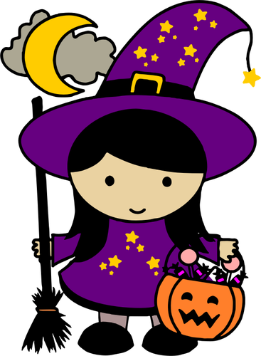 Colored Halloween Witch Clipart