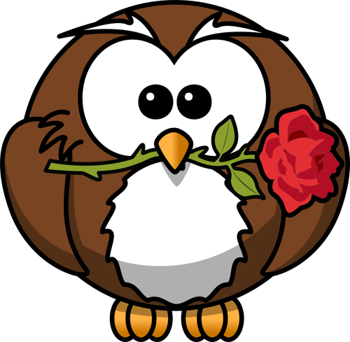 Owl With Rose Clipart