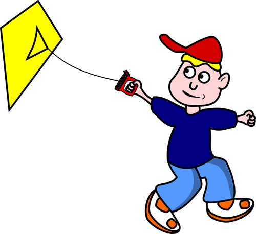 Boy With A Kite Clipart