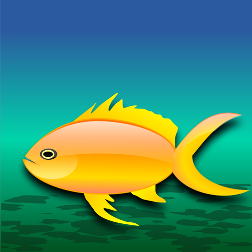 Cartoon Gold Fish In Water Clipart