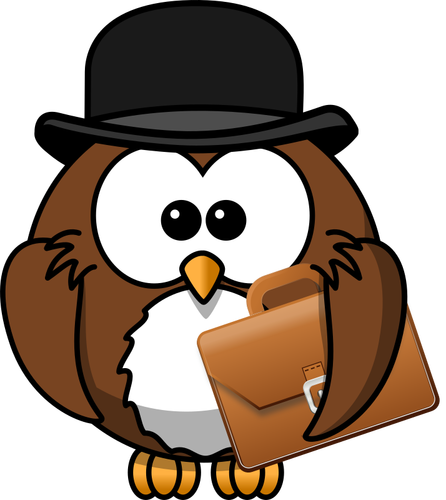 Owl With Hat And Briefcase Clipart