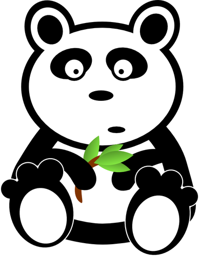 Panda With Bamboo Leaves Clipart
