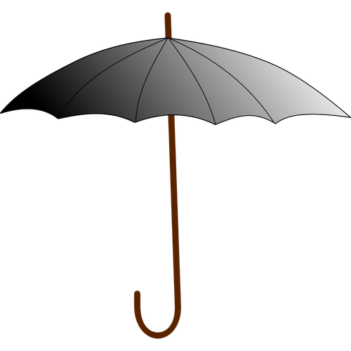 Grayscale Umbrella With Brown Stick Clipart