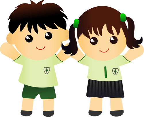 Boy And Girl In School Uniform Clipart