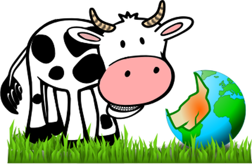 Of Cartoon Cow Eating Earth Clipart