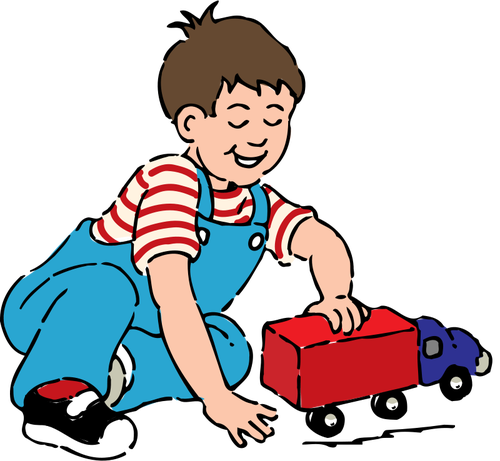 Boy Playing With Toy Truck Clipart