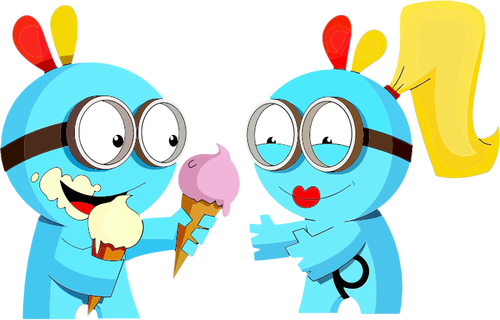 Friendly Blue Monsters Clipart
