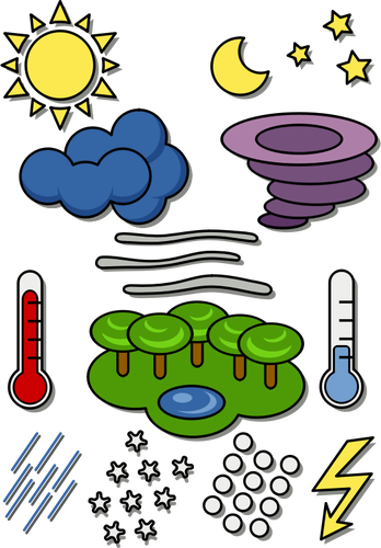 Of Cartoon Weather Forecast Color Symbols Clipart