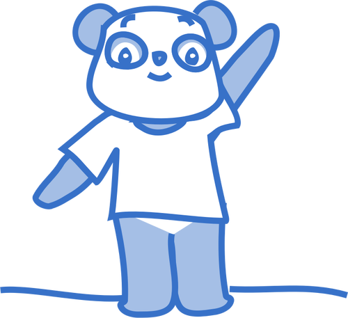 Of Happy Panda Cartoon Character In Pastel Blue Clipart