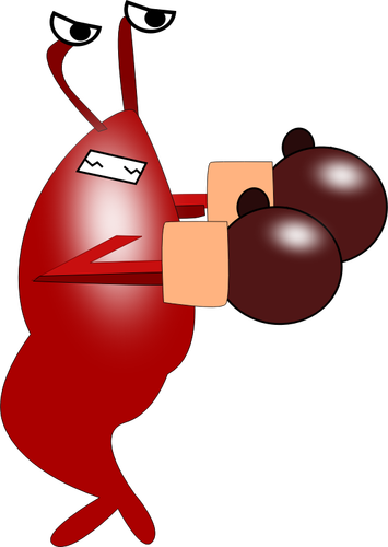 Shrimp With Boxing Gloves Clipart