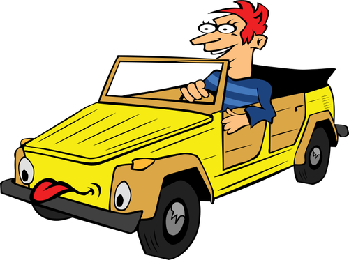 Boy Driving Car Cartoon Clipart