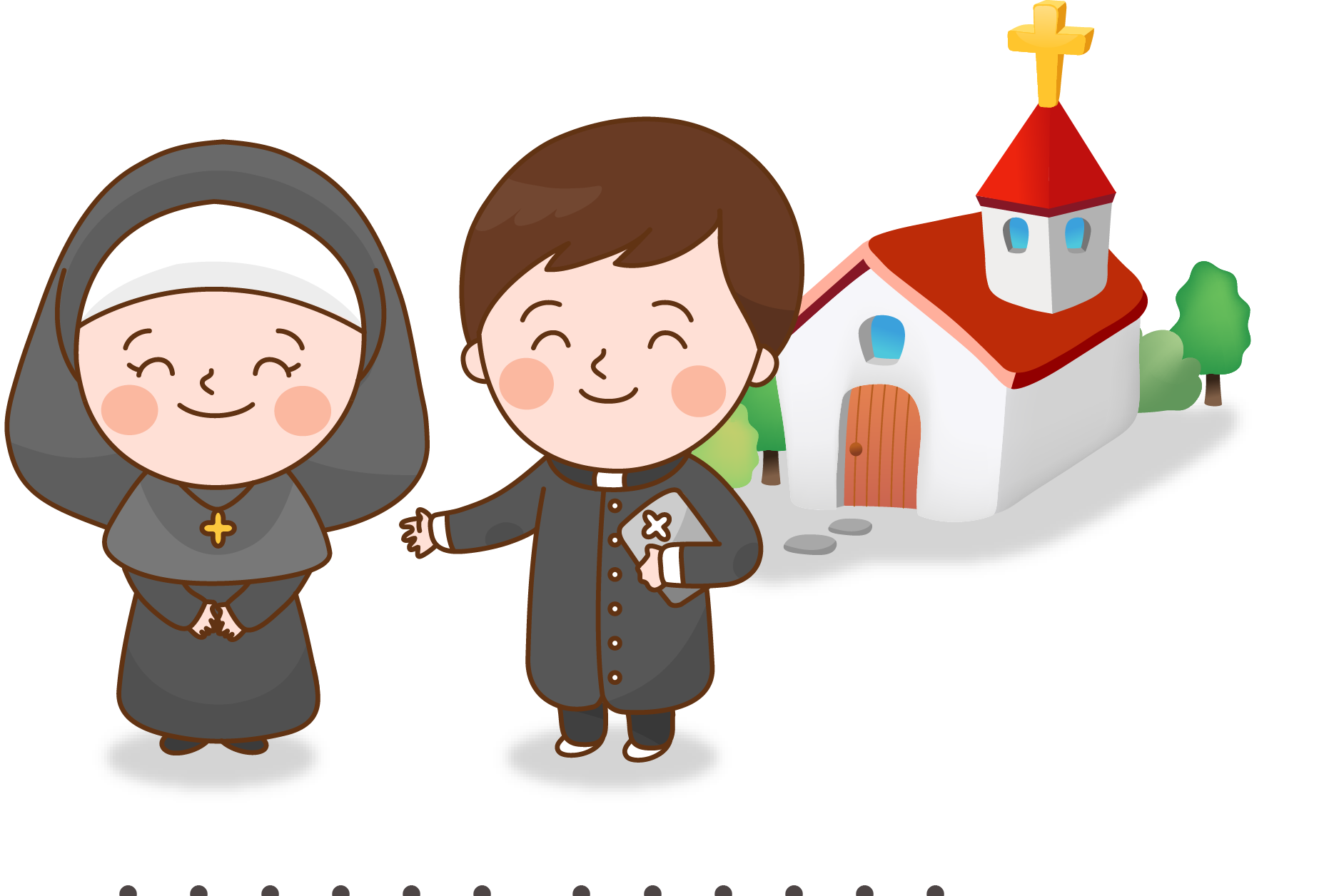 Child Priests Nuns Illustration Church Cartoon Clipart