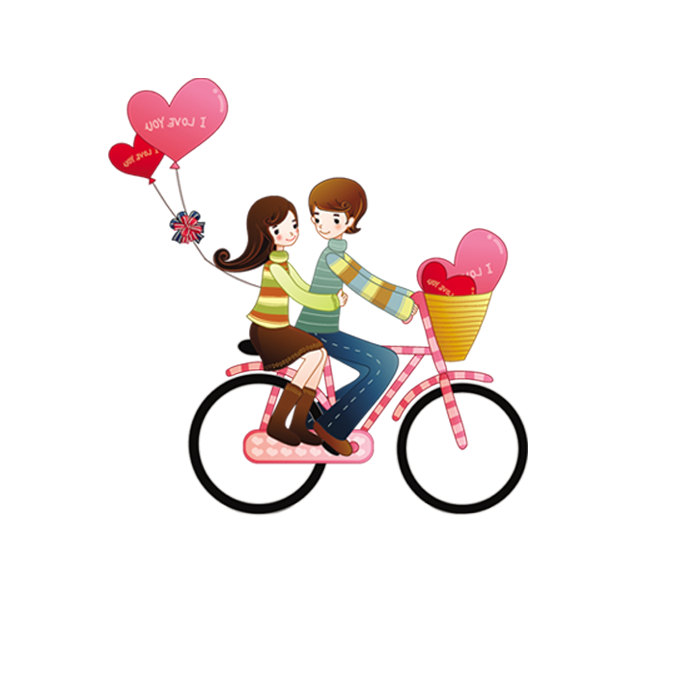 Cyclist Couple Cartoon Free HD Image Clipart