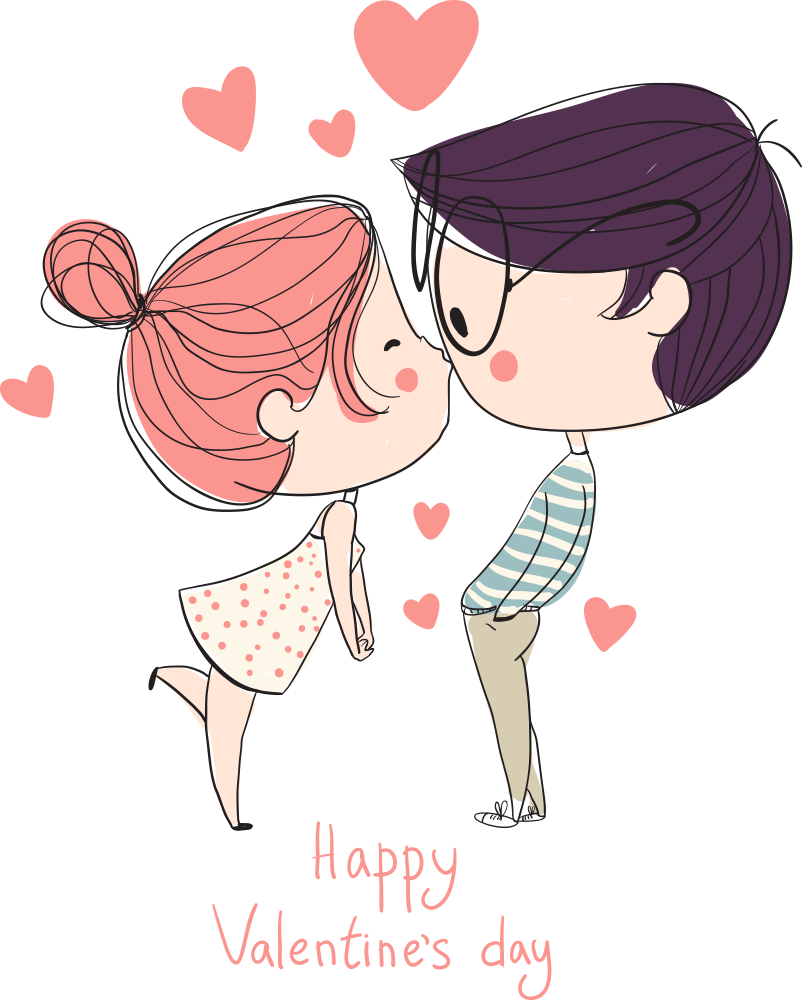Kissing Couple Vector Cartoon Drawing Free Photo PNG Clipart