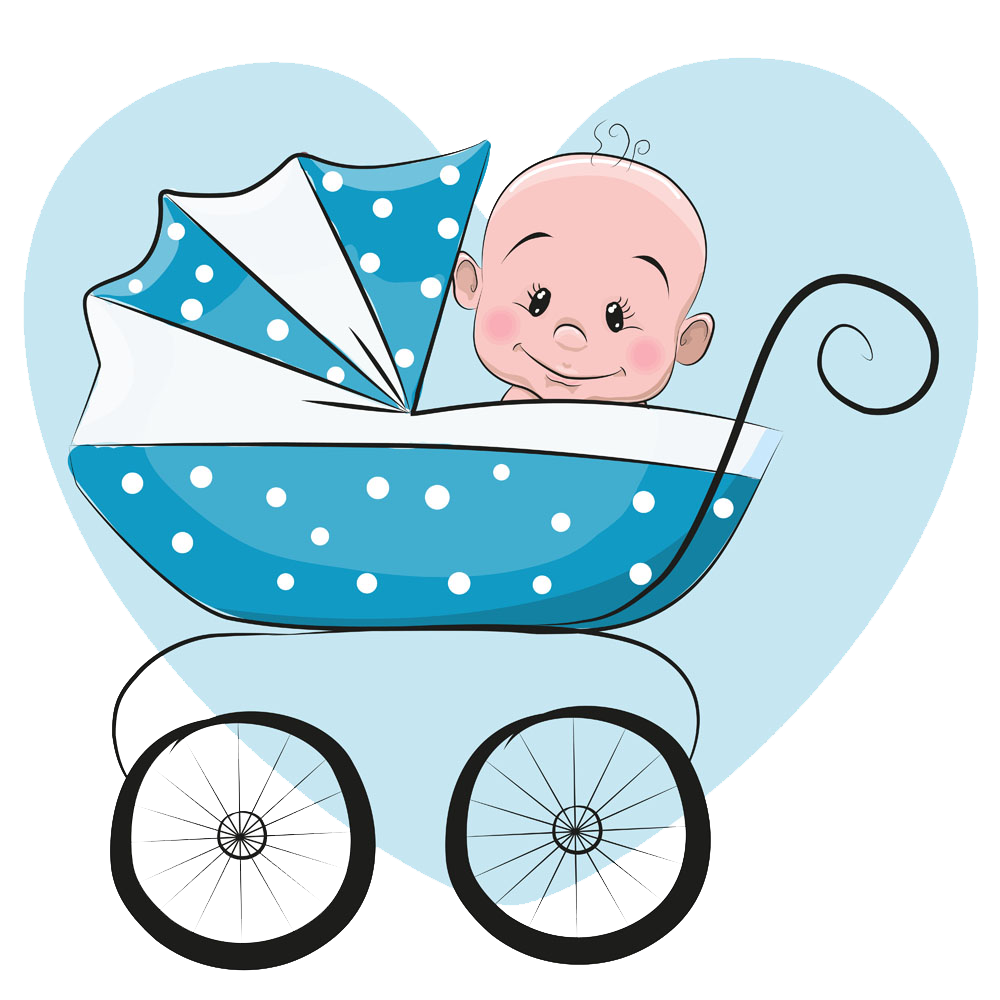 Blue Infant Sitting Illustration Stroller Baby Cartoon Clipart