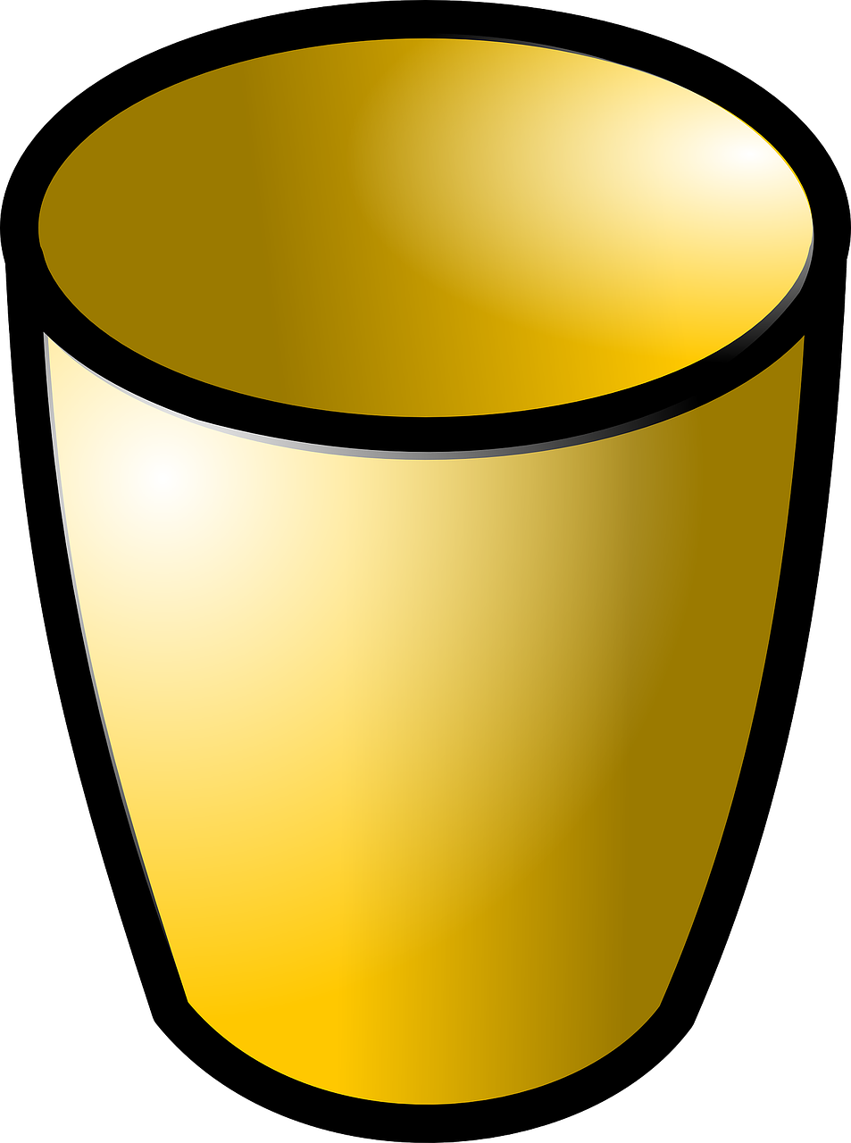 Golden Waste Container Cartoon Cup PNG Free Photo Clipart