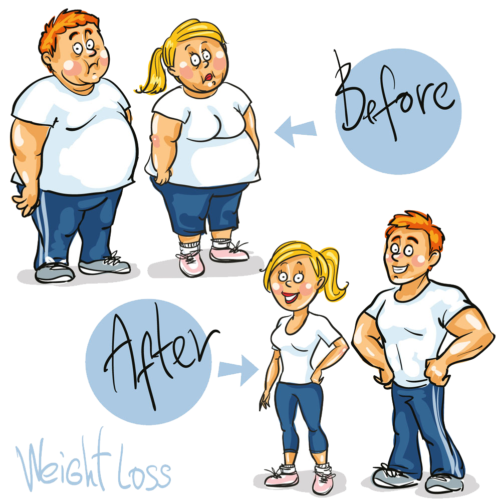 Loss Compare Weight Royalty-Free Obesity Cartoon Clipart