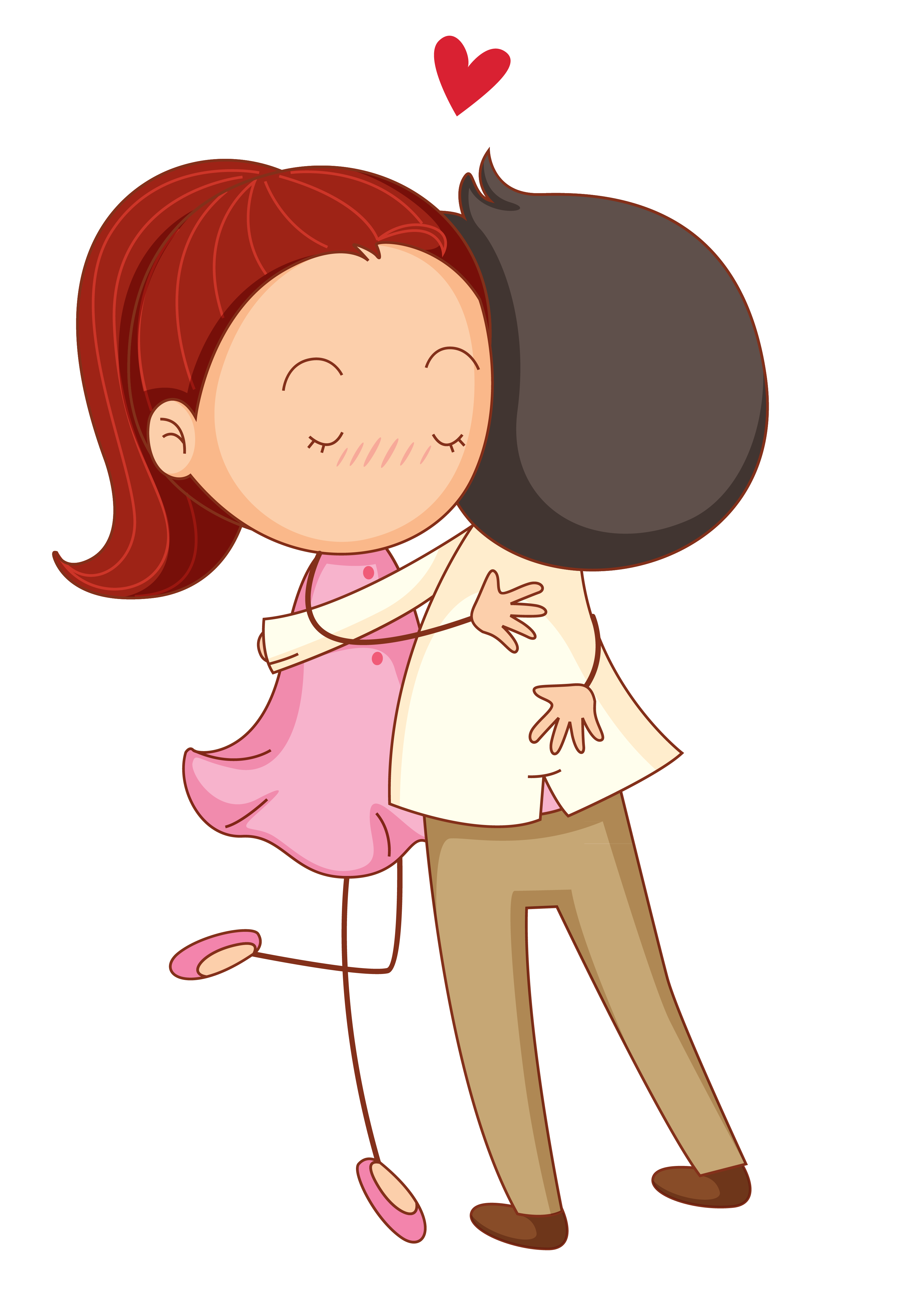 Romance Couple Hug Love Cartoon PNG Image High Quality Clipart.