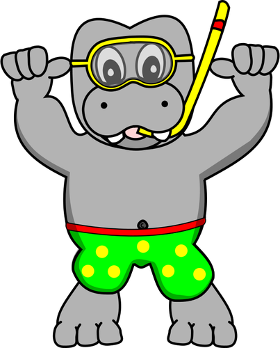 Snorkeling Hippo Clipart
